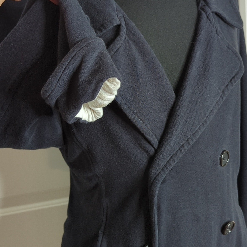 James Perse LA Double Breasted Soft Cotton Jersey Knit Jacket Blazer Black 3 M/L - Picture 4 of 13